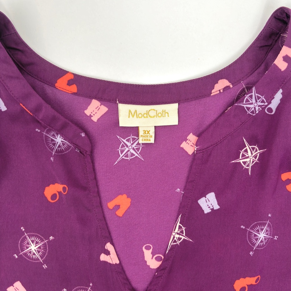 Modcloth Purple Creative Contribution Binocular Compass Sleeveless Top Size 3x View 4